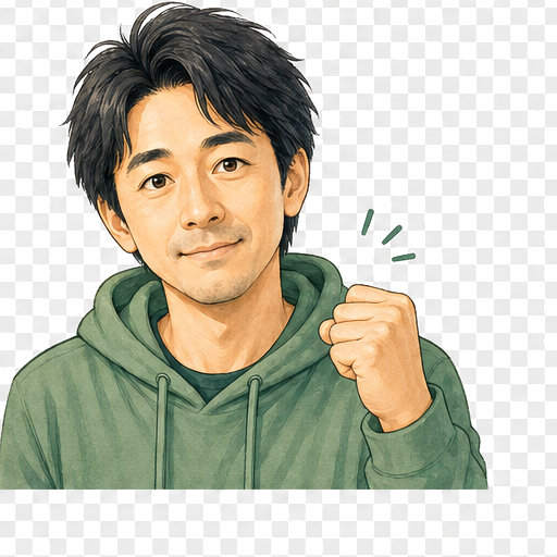 小さくガッツポーズするひろとのイラスト