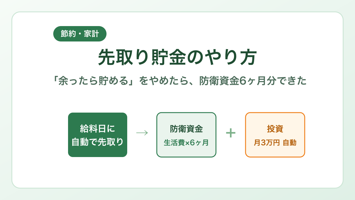 先取り貯金のやり方｜「余ったら貯める」をやめた40代の手順